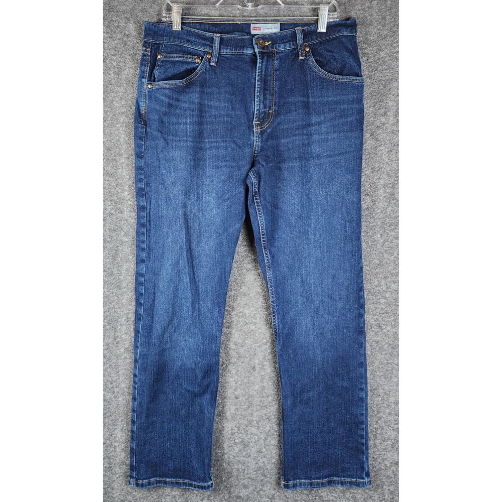 Wrangler Jeans Mens 33x30 Straight Fit Blue Denim Dark Wash EUC